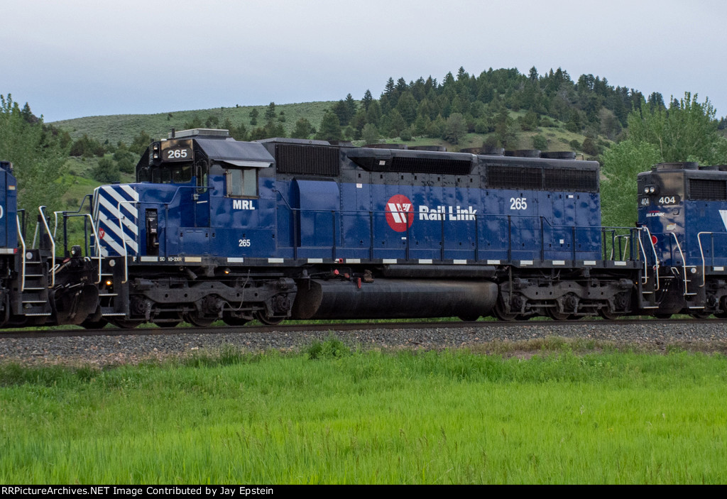 MRL 265 trails on a Westbound Ballast Train 